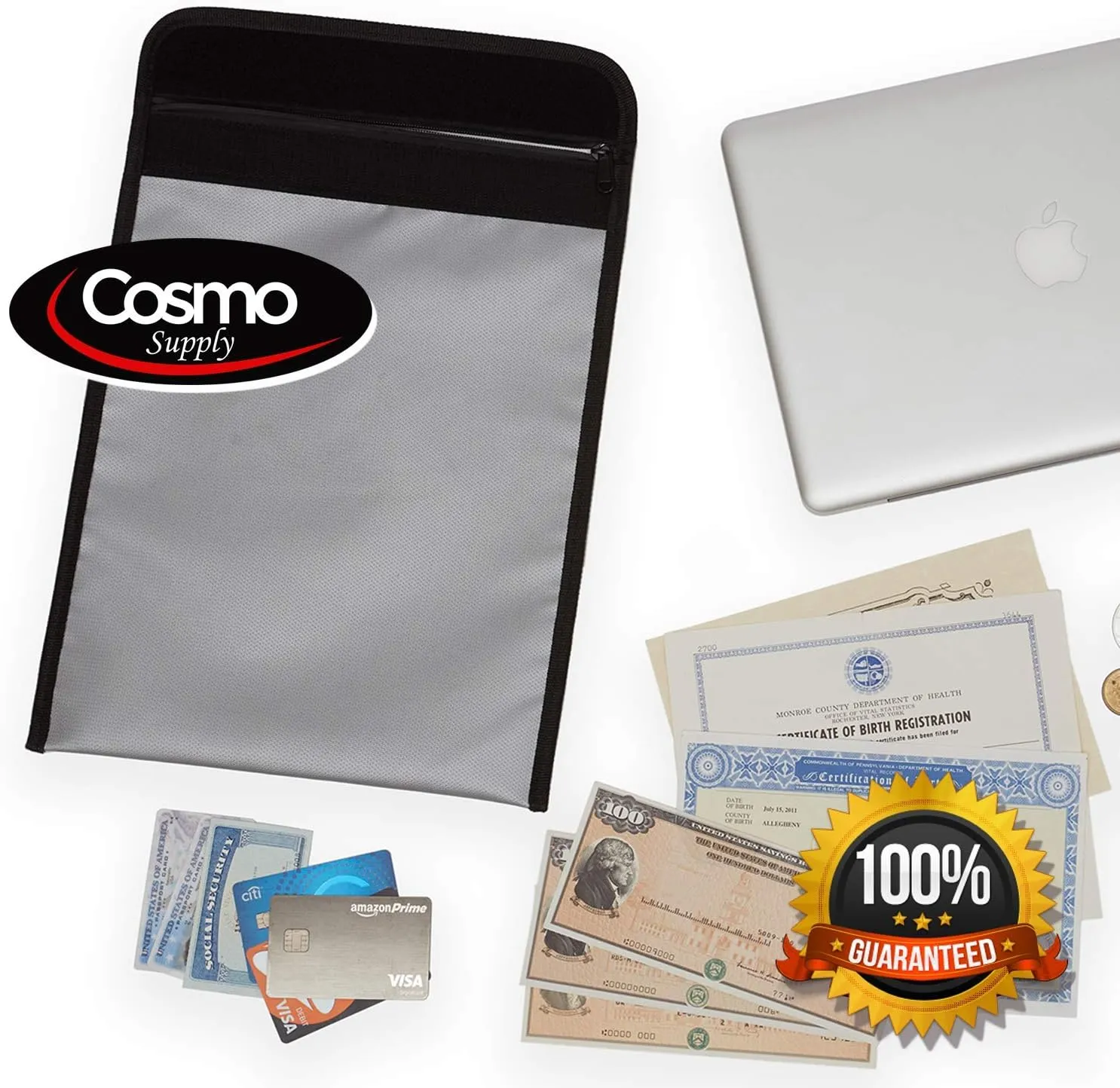 Fireproof Document Bag - Fireproof Bag for Cash - Fire Proof Water Proof Document Storage - Fireproof Money Bag - Waterproof Document Holder