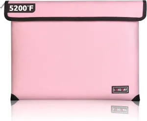 Fireproof Document Bag - with 5200°F Heat Insulated, Waterproof Fireproof Bag with Zipper,Fireproof Money Bag for Cash/Documents/Valuables, Fire Bag (Pink, 13.9"x10.6")