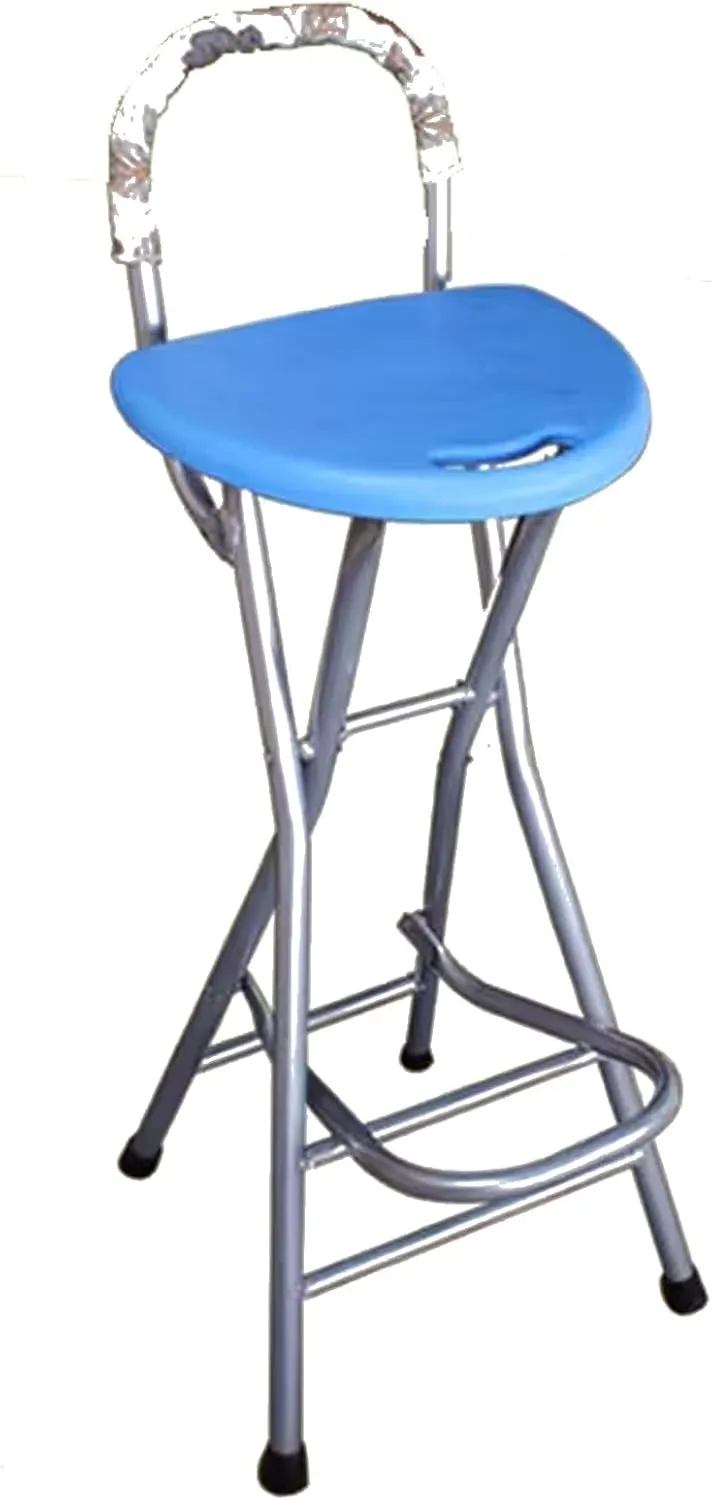 Fishing Chair with Back, Portable Chair, High Bar Stools 28 in, Foldable Stools for Adults, Foldable Stool for Outdoor(Blue)