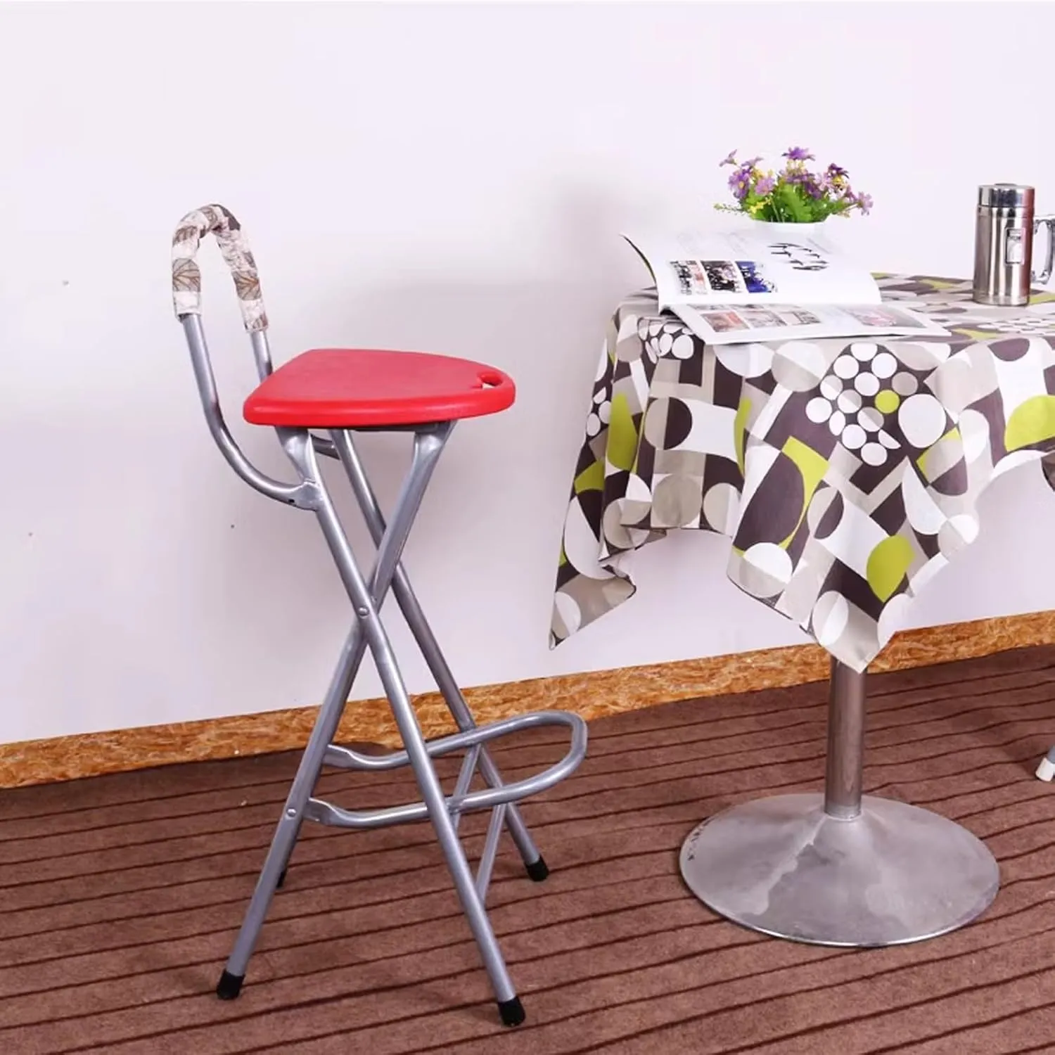 Fishing Chair with Back, Portable Chair, High Bar Stools 28 in, Foldable Stools for Adults, Foldable Stool for Outdoor(Blue)
