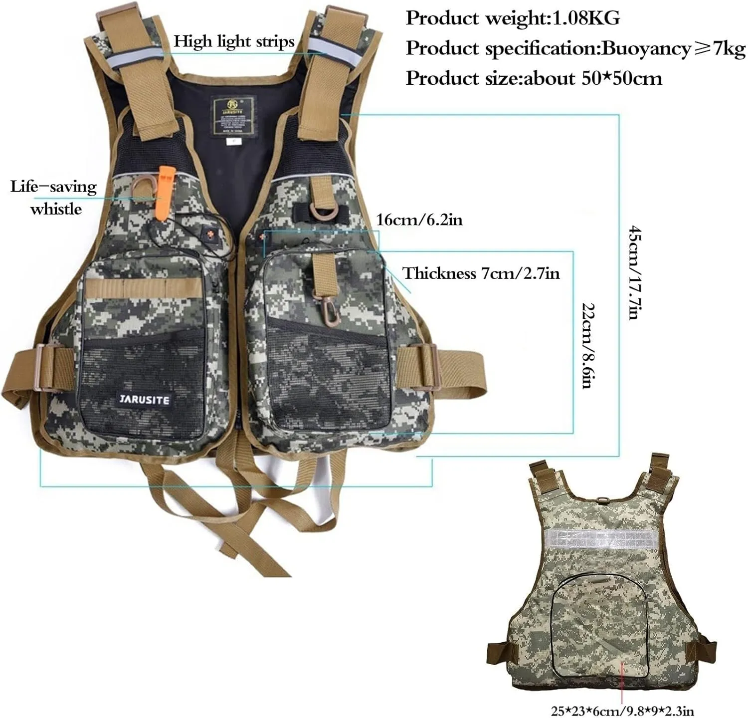 Fishing Jackets with Multi Pockets and Reflective Stripe for Fishing Sailing Surfing Kayaking