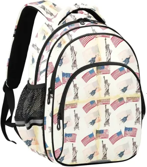 Flag Icons Pattern Kids Backpack with Reflective Strips Adjustable 12L Lightweight School Bag for Boys Girls