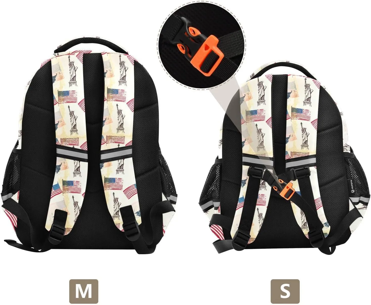 Flag Icons Pattern Kids Backpack with Reflective Strips Adjustable 12L Lightweight School Bag for Boys Girls