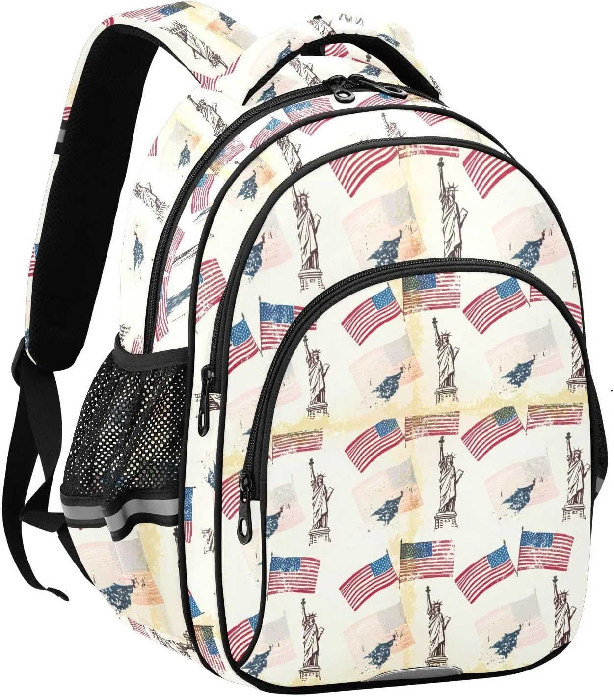Flag Icons Pattern Kids Backpack with Reflective Strips Adjustable 12L Lightweight School Bag for Boys Girls