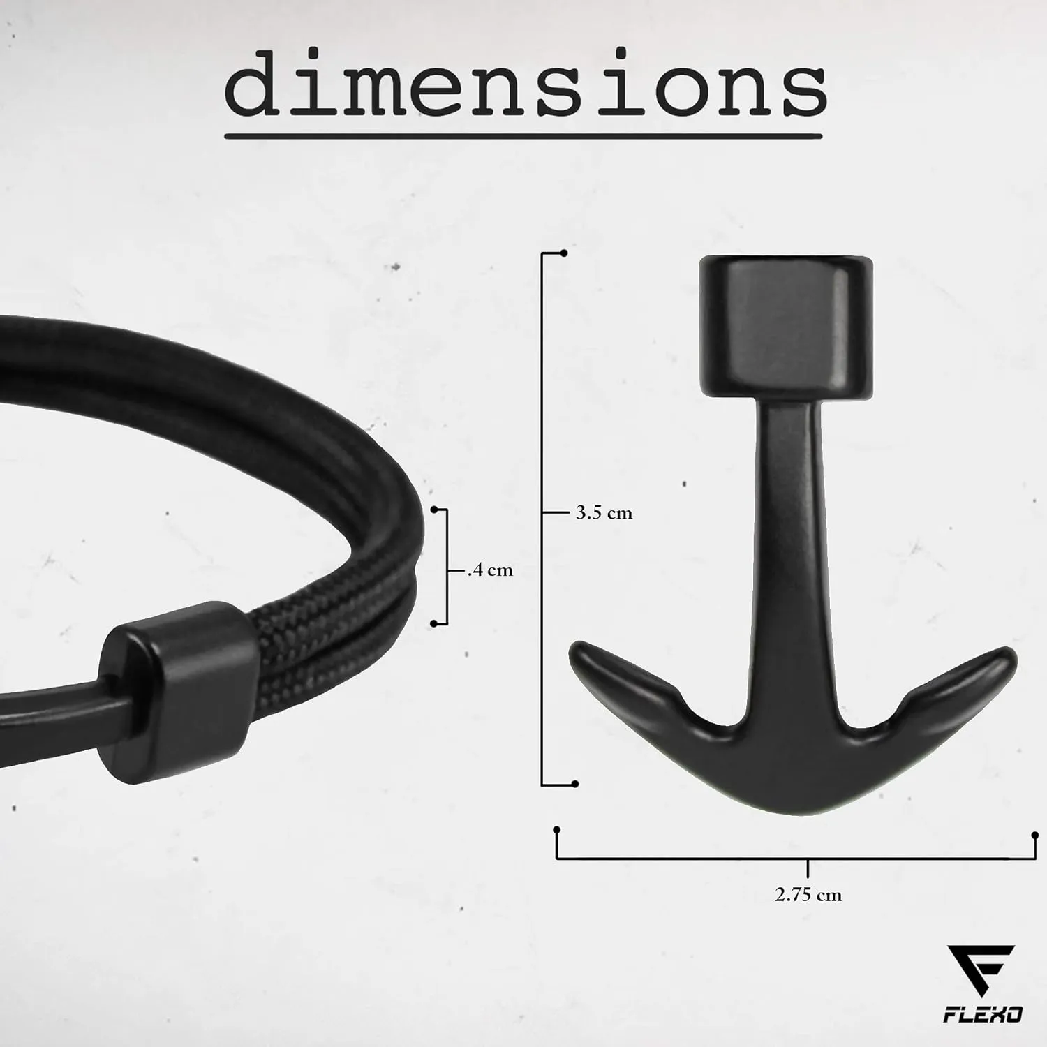 FLEXO Anchor Surfer Bracelet Paracord Nautical Handmade Nylon Black Gold Silver Plated Dorsal Bracelet Rope Bracelet for Men and Women