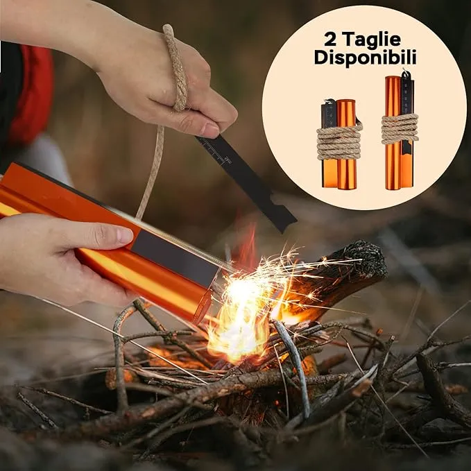 Flint and Steel Fire Starter Kit 7-in-1 XXL XL Ferro Rod Fire Steel Bushcraft Equipment, Portable Survival Magnesium Kit with 36" Waterproof Wick Rope,Multi Tool Scraper, Compass for Camping Hiking