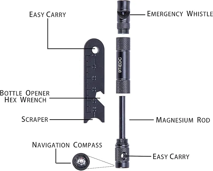 Flint Fire Starter with Whistle,Thick Ferro Rod with Striker and Paracord Wrist Lanyard,Emergency Survival Kits,for Your Camping, Hiking and Backpacking Gear