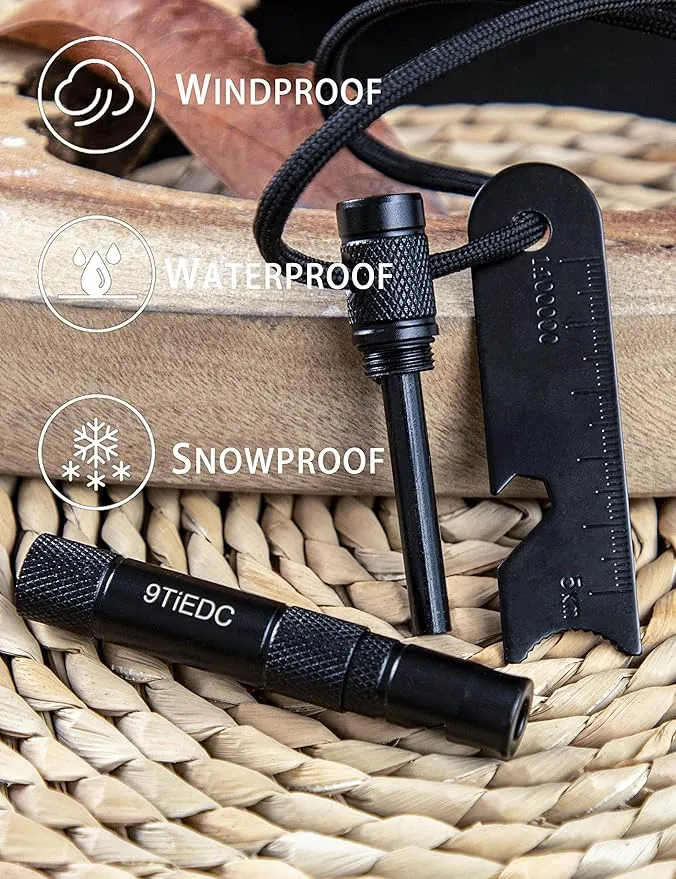 Flint Fire Starter with Whistle,Thick Ferro Rod with Striker and Paracord Wrist Lanyard,Emergency Survival Kits,for Your Camping, Hiking and Backpacking Gear
