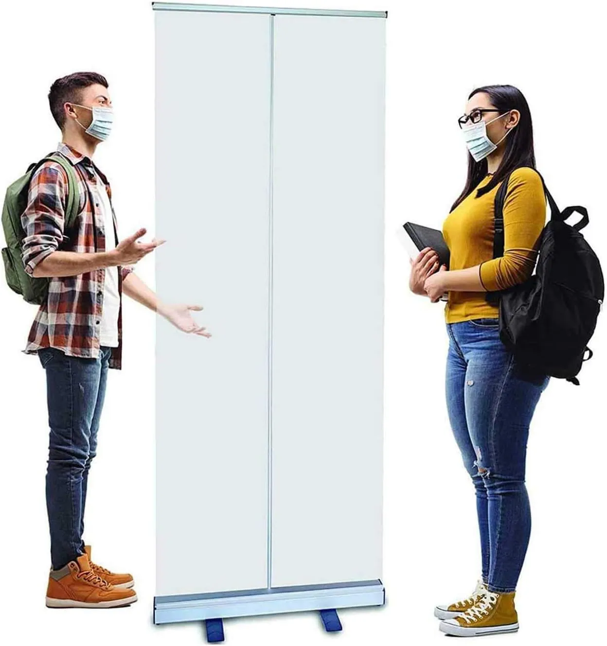 Floor-Standing Sneeze Guard Screen, Protection Barrier for Restaurants, Gyms, Hair Salons - Size 80x180cm (31.5x70.9in), Social Distancing Shield, Clear Acrylic Safety Panel
