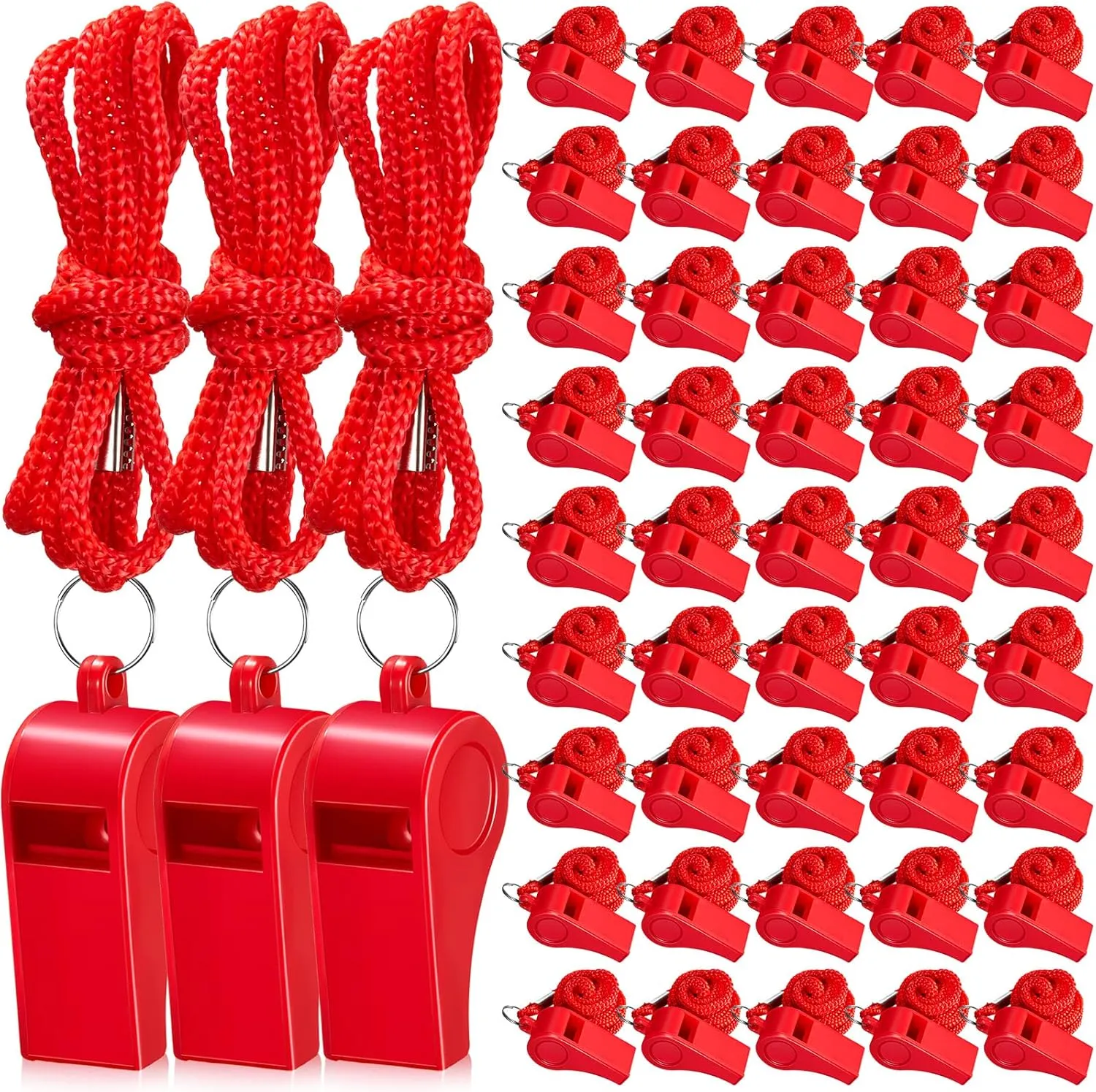 Flutesan Plastic Whistles with Lanyard Sports Loud Crisp Sound Whistles Bulk for Coach Referees Training Emergency