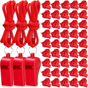 Flutesan Plastic Whistles with Lanyard Sports Loud Crisp Sound Whistles Bulk for Coach Referees Training Emergency