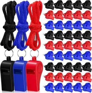 Flutesan Plastic Whistles with Lanyard Sports Loud Crisp Sound Whistles Bulk for Coach Referees Training Emergency