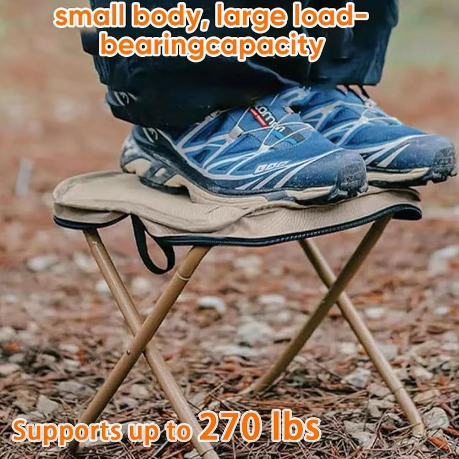 Foldable Backpack Stool-Compact, Sturdy & with a Cell Phone Pocket, Portable Mini Outdoor Camping Folding Seat with Adjustable Shoulder Strap, for Camping, Fishing,Outdoor Barbecue (Black*2, L)