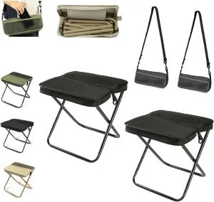 Foldable Backpack Stool-Compact, Sturdy & with a Cell Phone Pocket, Portable Mini Outdoor Camping Folding Seat with Adjustable Shoulder Strap, for Camping, Fishing,Outdoor Barbecue (Black*2, L)