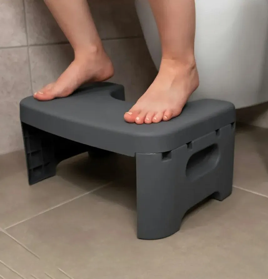 Foldable Plastic Toilet Squat Stool 8-inch Bathroom Squatting Posture Poop Stool for Adults with Non-Slip Feet