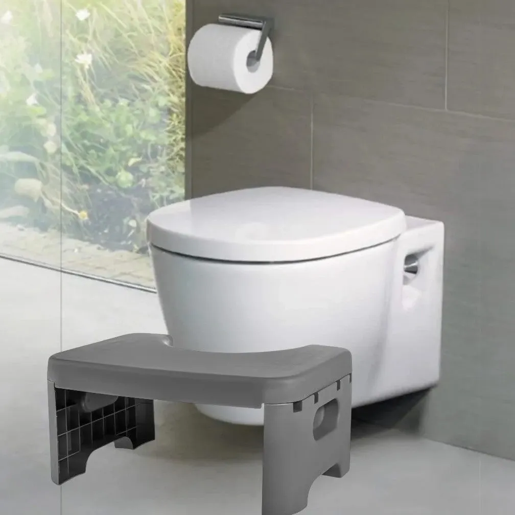 Foldable Plastic Toilet Squat Stool 8-inch Bathroom Squatting Posture Poop Stool for Adults with Non-Slip Feet