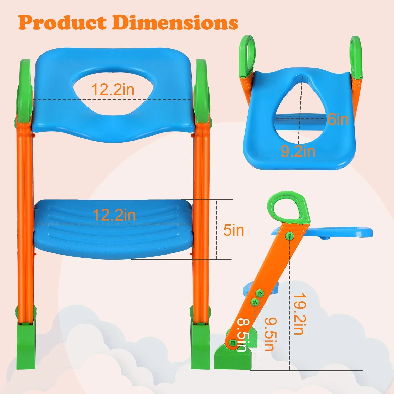 Foldable Potty Seat with Step Stool Ladder & Splash Guard