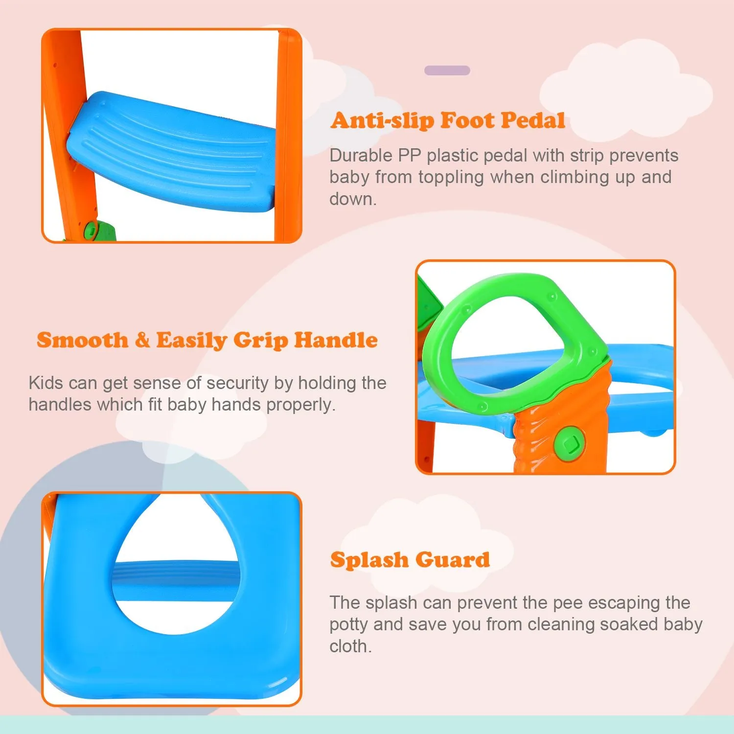 Foldable Potty Seat with Step Stool Ladder & Splash Guard