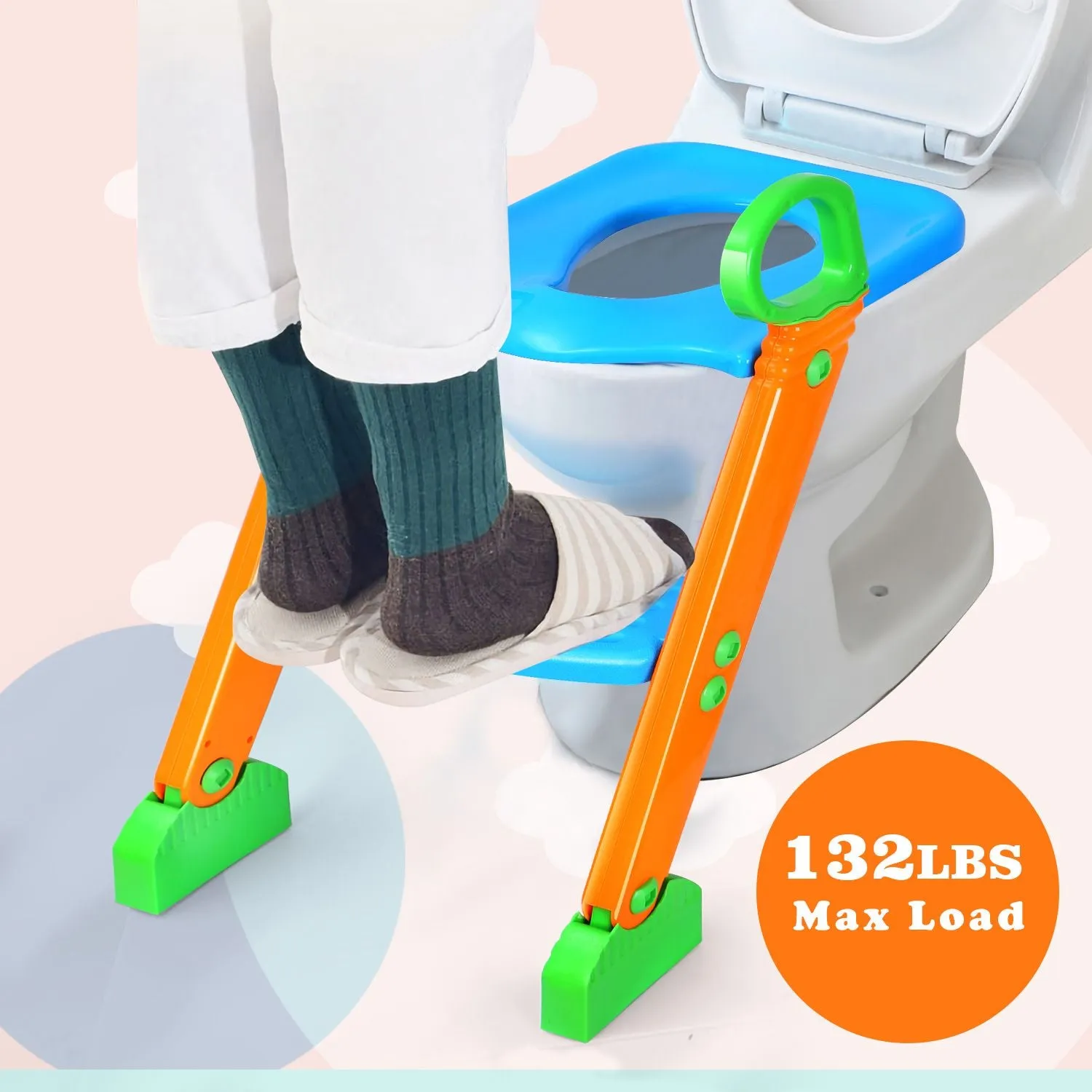 Foldable Potty Seat with Step Stool Ladder & Splash Guard