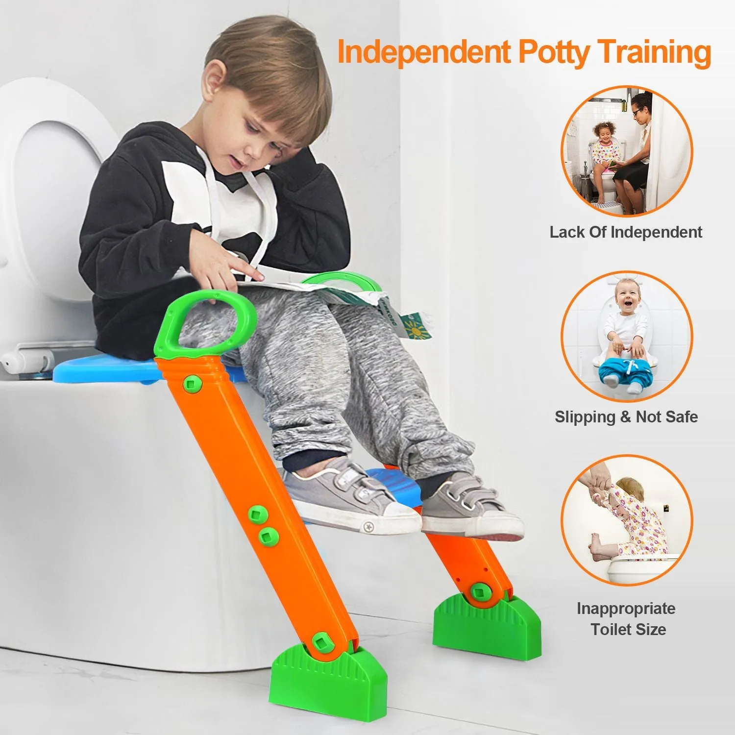 Foldable Potty Seat with Step Stool Ladder & Splash Guard