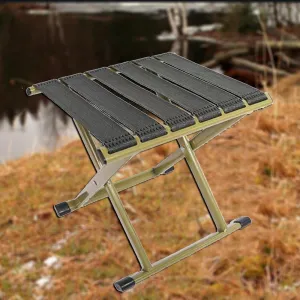 Foldable Small Bathroom Stool, Portable Fishing Stool, Metal Folding Seat Camping Stool, Compact Low Stool for Hunting Bathroom Backyard Garden(Green,Small)