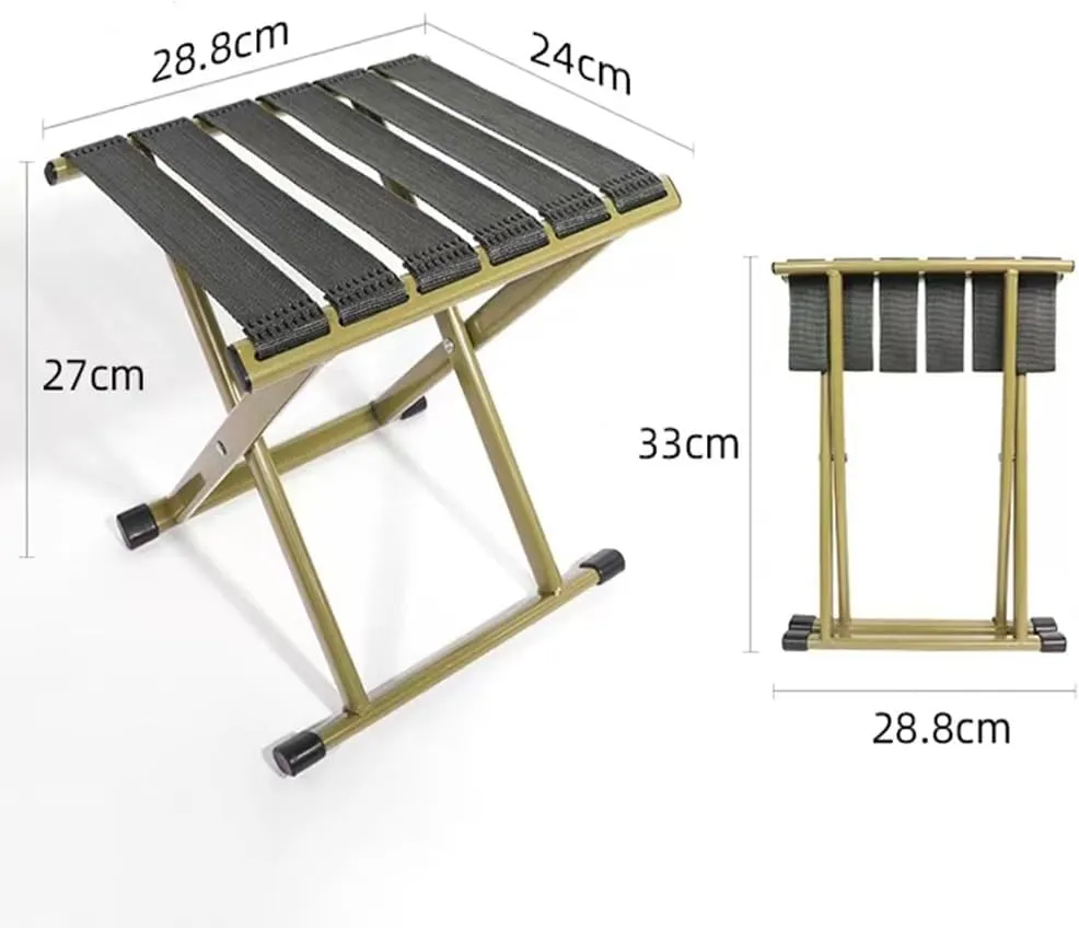 Foldable Small Bathroom Stool, Portable Fishing Stool, Metal Folding Seat Camping Stool, Compact Low Stool for Hunting Bathroom Backyard Garden(Green,Small)