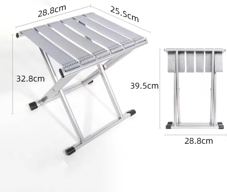 Foldable Small Bathroom Stool, Portable Fishing Stool, Metal Folding Seat Camping Stool, Compact Low Stool for Hunting Bathroom Backyard Garden(Silver,Large)