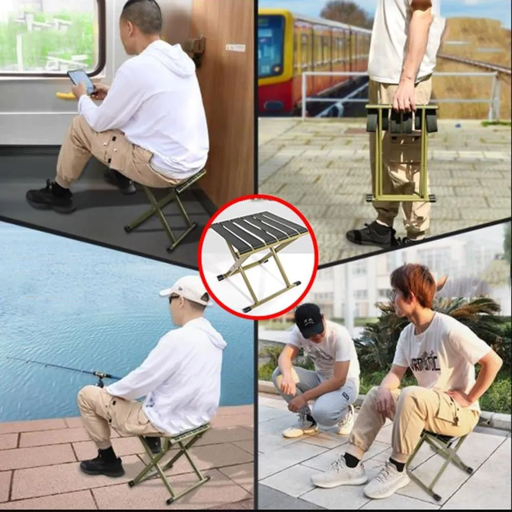 Foldable Small Bathroom Stool, Portable Fishing Stool, Metal Folding Seat Camping Stool, Compact Low Stool for Hunting Bathroom Backyard Garden(Silver,Large)