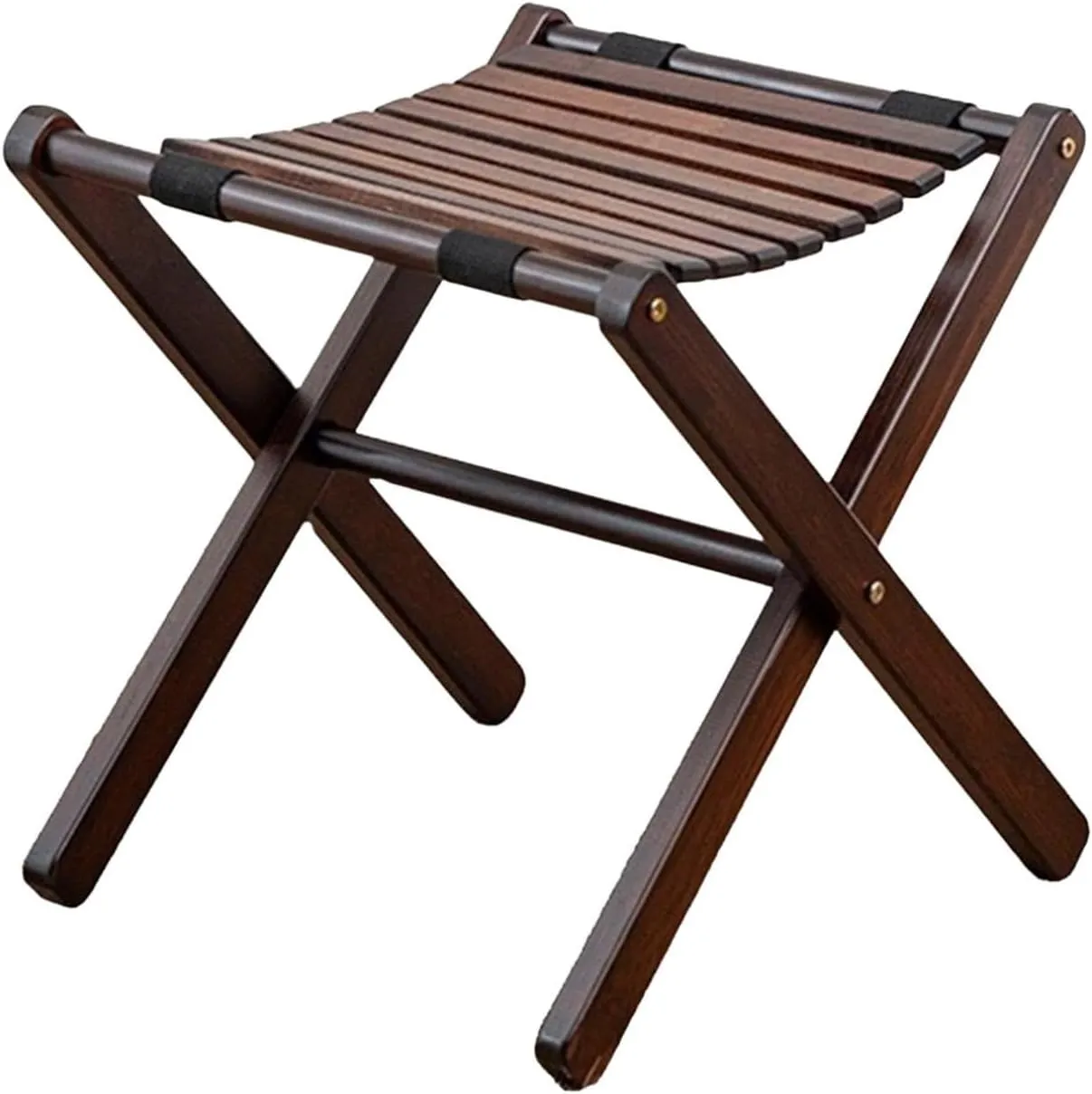Foldable Small Camping Stool Compact Low Seat Wood Folding Fishing Stool Multipurpose Portable Wooden Step Stool Chair for Picnic Garden (1Pcs)