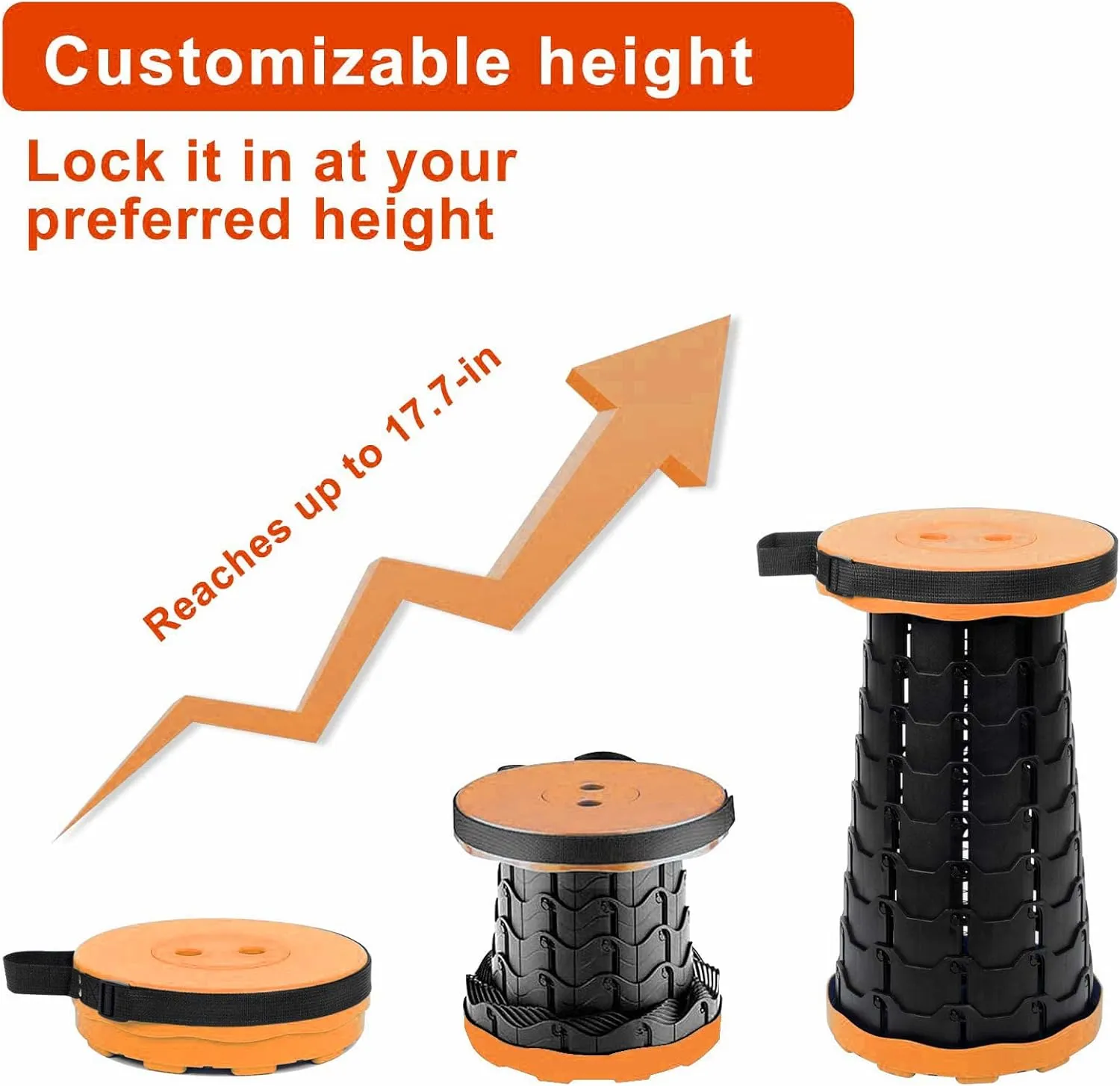 Foldable Telescoping Stool Portable, Retractable Stool for Adults, Upgraded Collapsible Folding Seats with Load Capacity 550lbs, Camping Stools for Adults