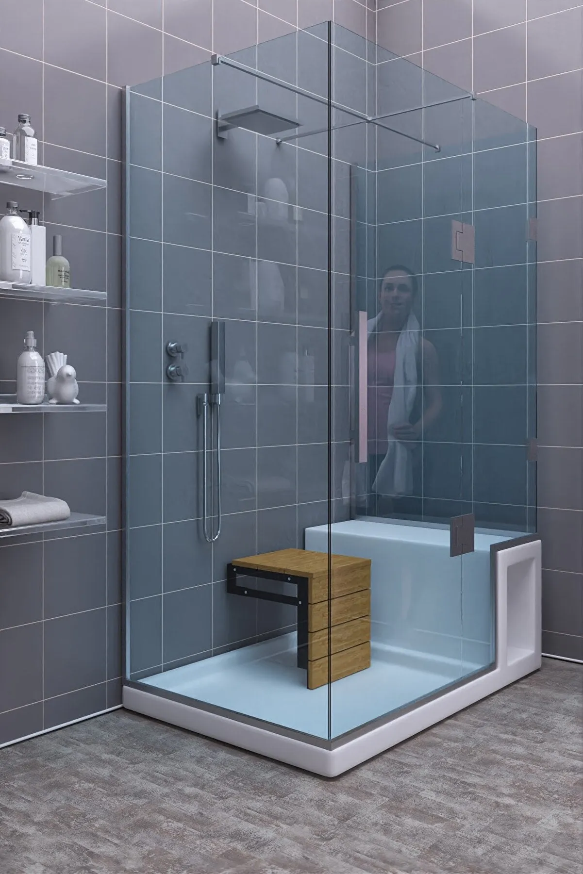 Foldable Wooden Shower Stool