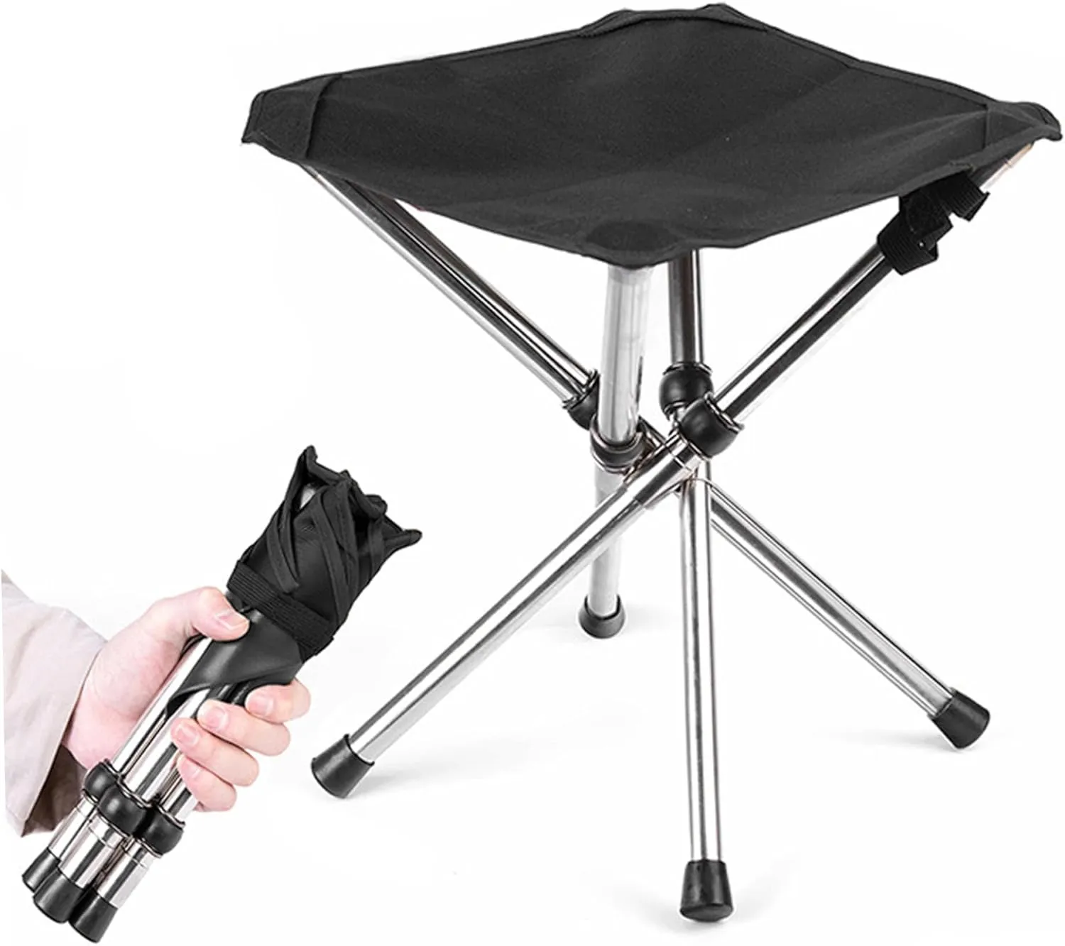 Folding Camp Stool, Camping Stool 12.2'' High Folding Camp Stool 220lbs Heavy Loading Tripod Chair Portable Wear-Resistant Fishing Stool Folding Chair for Outdoor Walking Hiking Travel