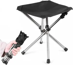 Folding Camp Stool, Camping Stool 12.2'' High Folding Camp Stool 220lbs Heavy Loading Tripod Chair Portable Wear-Resistant Fishing Stool Folding Chair for Outdoor Walking Hiking Travel