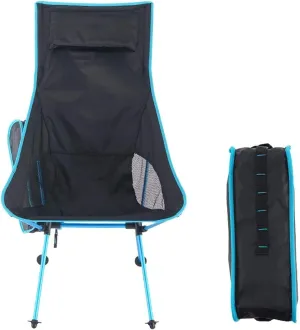 Folding Camping Chair High Back,Portable Lounge Chair with Carry Bag,Lightweight Recliner for Backpacking Hiking Picnic B