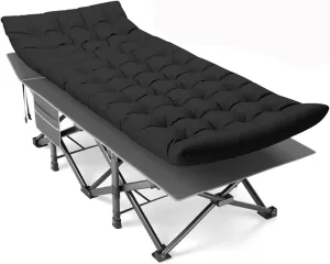 Folding Camping Cot Sleeping Bed 1200D Layer Oxford Cots for Camping W/Pilllow Mattress Carry Bag(D)