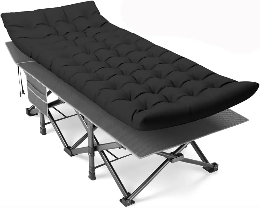 Folding Camping Cot Sleeping Bed 1200D Layer Oxford Cots for Camping W/Pilllow Mattress Carry Bag(D)