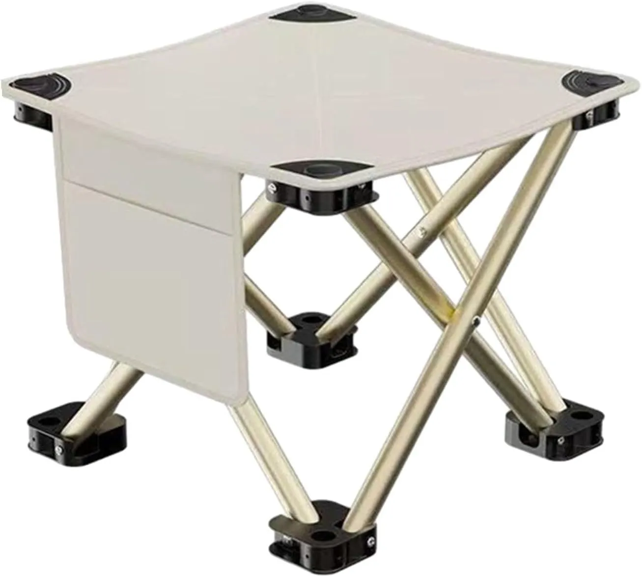 Folding Camping Stool Footrest Compact Sturdy Lightweight Portable Mini Foldable Chair for Beach BBQ Walking Picnic Gardening, White, 33cmx33cmx32cm