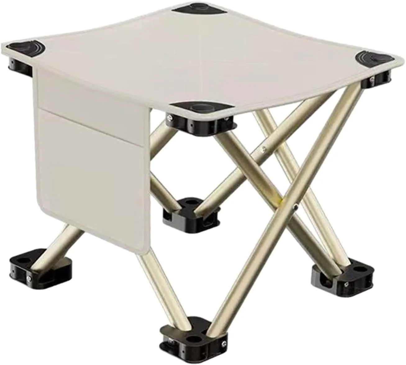 Folding Camping Stool Footrest Compact Sturdy Lightweight Portable Mini Foldable Chair for Beach BBQ Walking Picnic Gardening, White, 33cmx33cmx32cm
