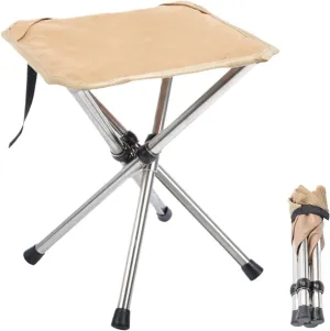 Folding Camping Stool, Portable Outdoor Chair, 27.5inch Stainless Steel Bracket, Compact Design, Lightweight Fishing Seat for Outdoor Gardening & Fishing Use