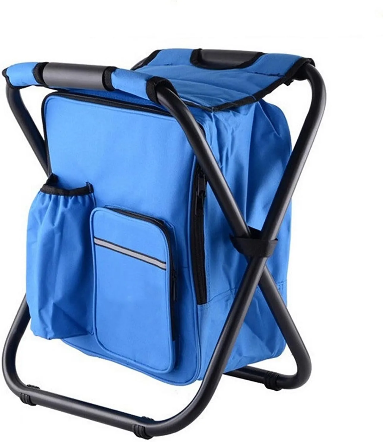 Folding Chair, Portable Ice Chair Cooling Seat Ice Stool Foldable Insulated Ice Pack Stool with Dual-Shoulder Straps Perfect for Fishing Gel Seat Pad Refreshing Seating