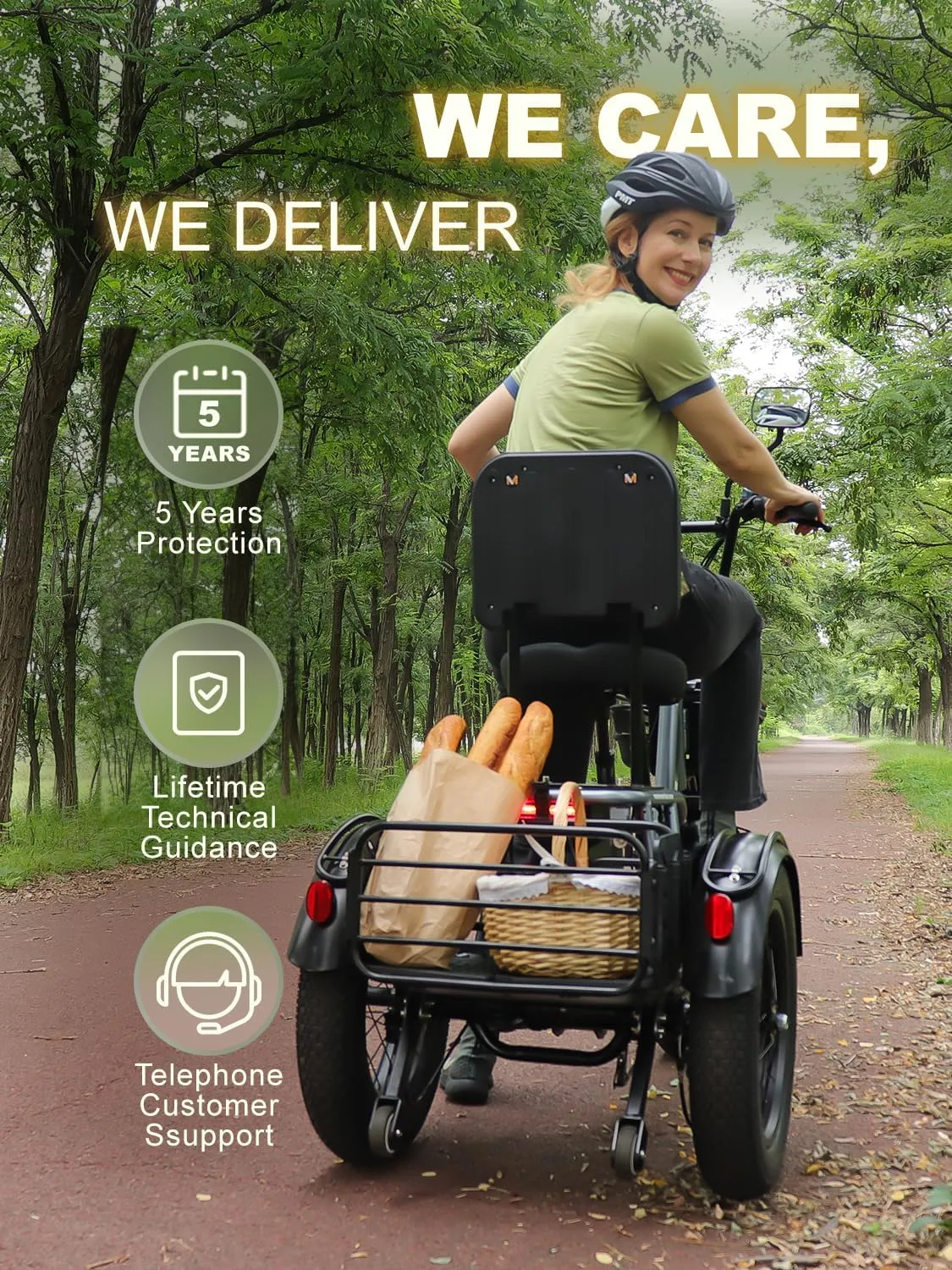 Folding Electric Tricycle for Adults, 1200W Electric Trike, 22MPH 100Miles 3 Wheel Electric Bike, Reverse Gear, Rear Differential, 450lbs Load, F&R Baskets, 4'' Wide Fat Tire, UL Certified