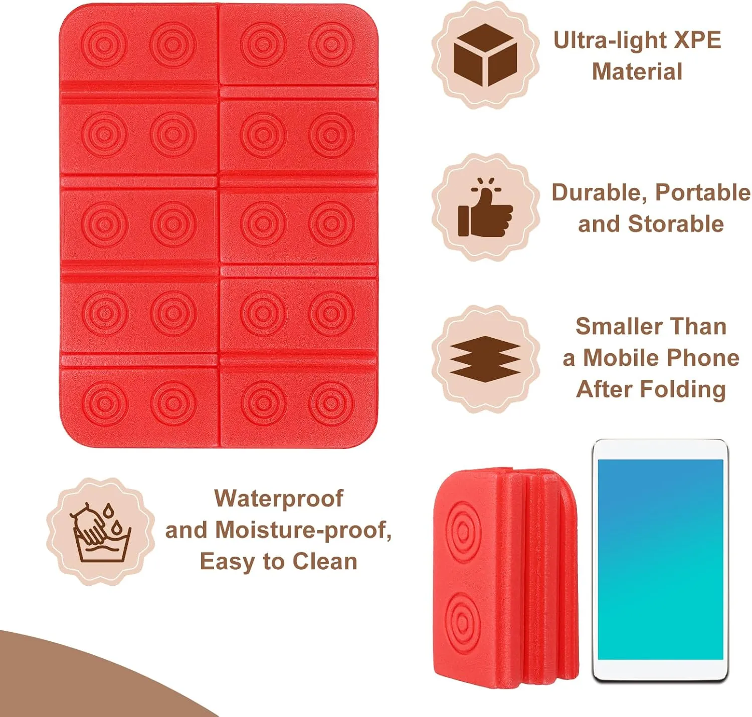 Folding Foam Mat, Mini Portable Lightweight Mini Waterproof Folding Mat Fit for Backpacking Hiking Camping Kneeling Outdoor Activities Recreation