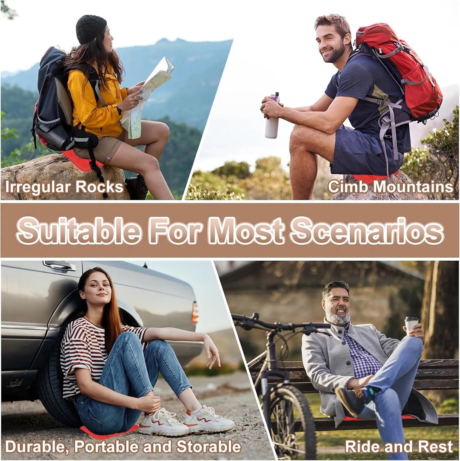 Folding Foam Mat, Mini Portable Lightweight Mini Waterproof Folding Mat Fit for Backpacking Hiking Camping Kneeling Outdoor Activities Recreation