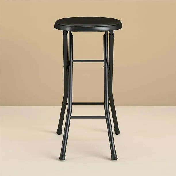 Folding Metal Stool Black