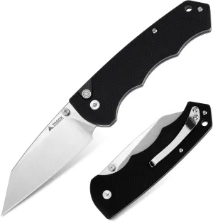 Folding Pocket Knife, 3.39" D2 Tanto Blade G10 Handle Button Lock Knife with Thumb Stud & Reversible Clip EDC Knife for Men Women for Camping Hutting Hiking