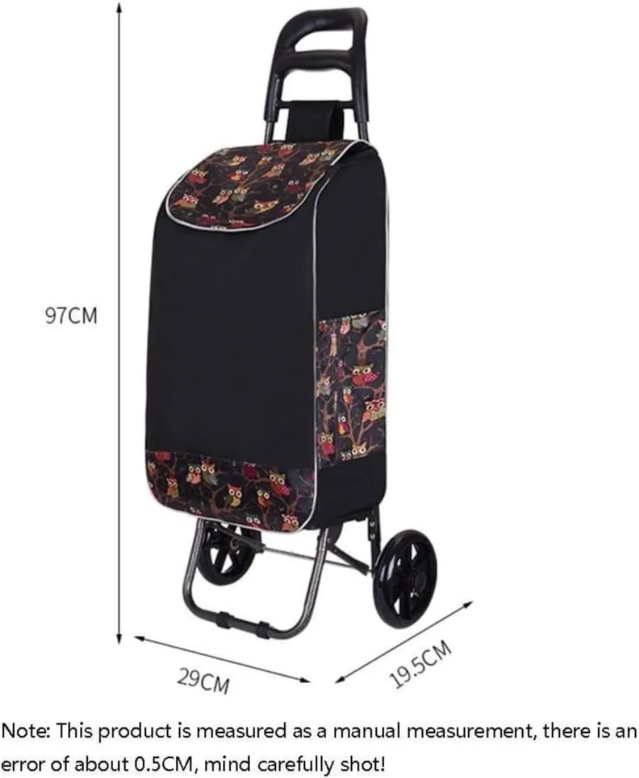 Folding Shopping Cart, Portable Shopping Cart Wheeled Bag with 2 Wheels and Zip Pocket Folding with Folding Design Grocery Utility Carts, 97*29cm, Green