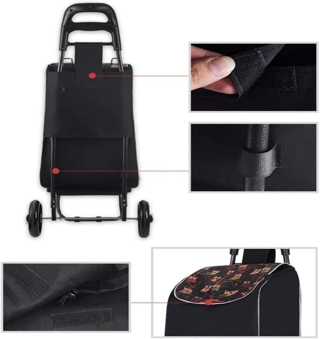 Folding Shopping Cart, Portable Shopping Cart Wheeled Bag with 2 Wheels and Zip Pocket Folding with Folding Design Grocery Utility Carts, 97*29cm, Green