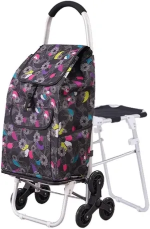 Folding Shopping Cart, Shopping Cart Foldable Shopping Trolleys Foldable Utility Cart for Groceries with Climb Stairs Wheels Grocery Utility Carts