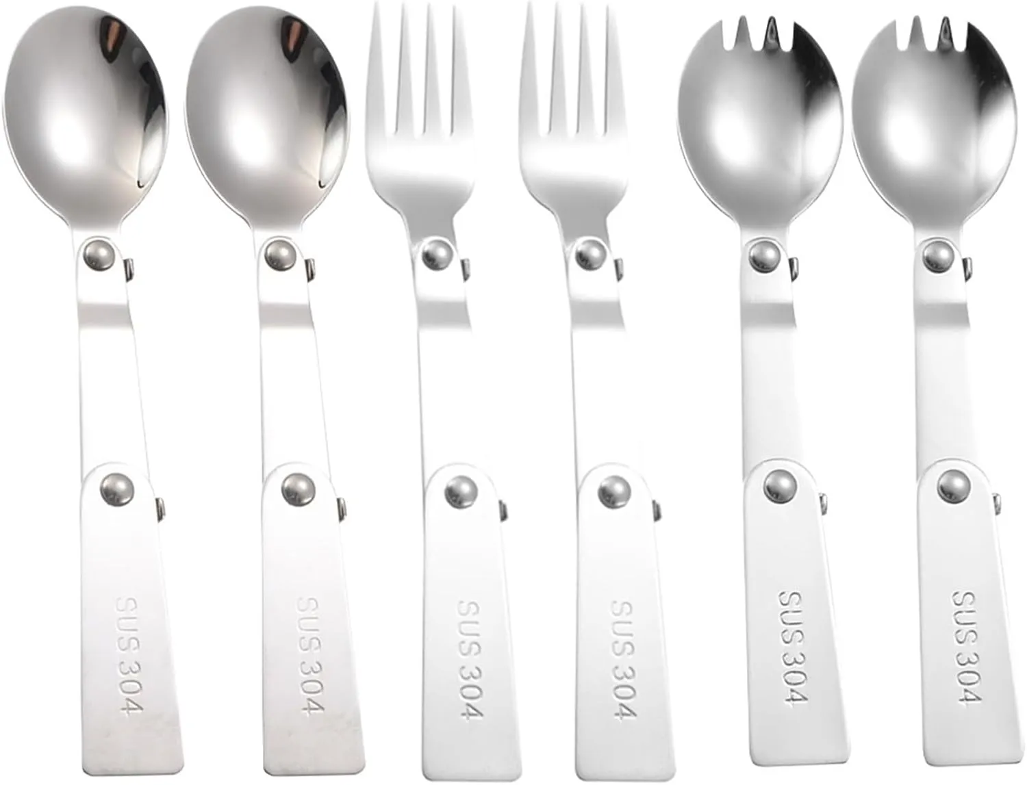 Folding Spoons 12Pcs Folding Spoon Fork Set, Tableware Folded Fork Spoon for Thermos Container Food Containers(Spoon Fork Spork)