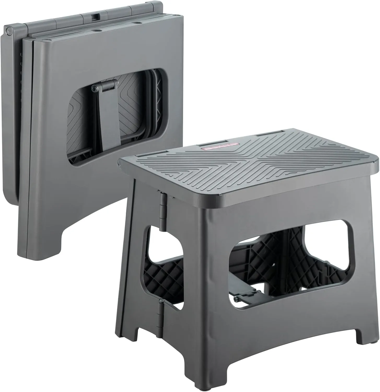 Folding Step Stool Foot Stool with 9 Inch Height Holds Up to 300 lbs Non-Slip Foldable Step Stool for Kitchen, Bathroom & Living Room (Gray)